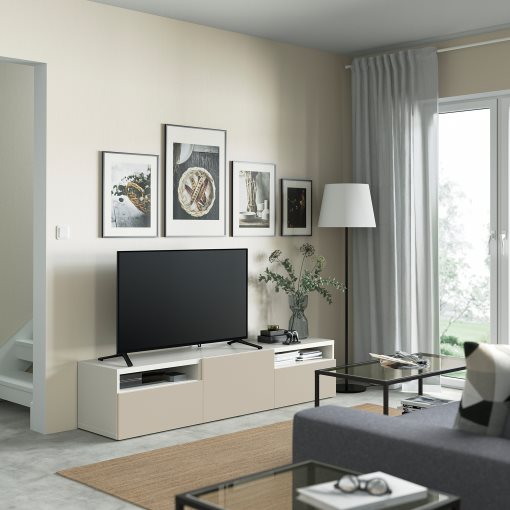 BESTÅ, TV bench with door/drawers push open, 180x42x39 cm, 394.203.02