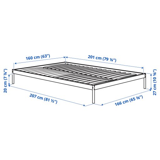 VEVELSTAD, bed frame with 2 headboards, 160x200 cm, 394.417.38