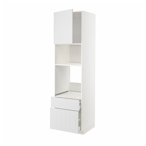 METOD, high cabinet for oven/microwave with door/2 drawers, 60x60x220 cm, 394.570.36