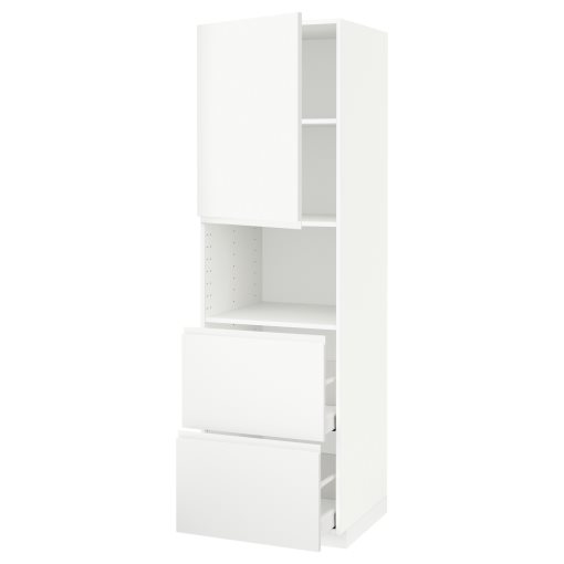 METOD, high cabinet for microwave with door/2 drawers, 60x60x200 cm, 394.654.04