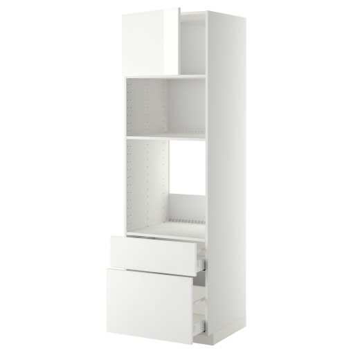 METOD, high cabinet for oven/microwave with door/2 drawers, 60x60x200 cm, 394.659.89