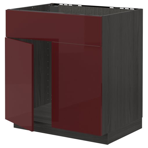 METOD, base cabinet for sink with 2 doors/front, 80x60 cm, 394.672.43