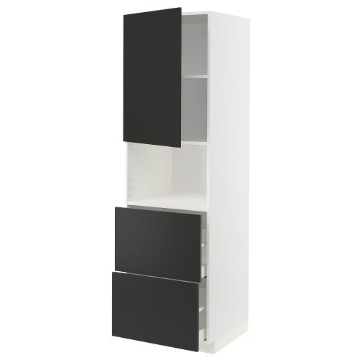 METOD, high cabinet for microwave with door/2 drawers, 60x60x200 cm, 394.974.57