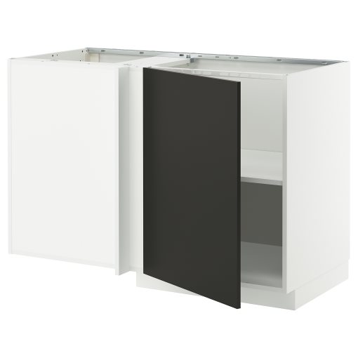 METOD, corner base cabinet with shelf, 128x68 cm, 395.850.34