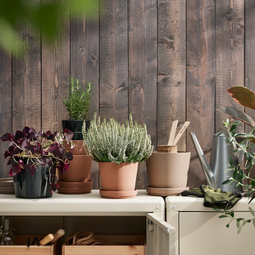 KLARBÄR, plant pot with saucer/in/outdoor, 12 cm, 405.084.26