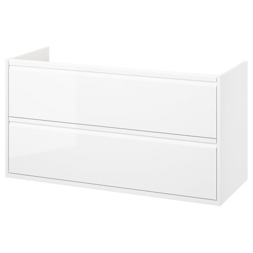 ANGSJON, βάση νιπτήρα με συρτάρια/γυαλιστερό, 120x48x63 cm, 405.350.95