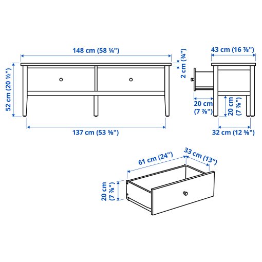 GULLABERG, πάγκος με αποθηκευτικό χώρο, 148x43x52 cm, 405.739.59