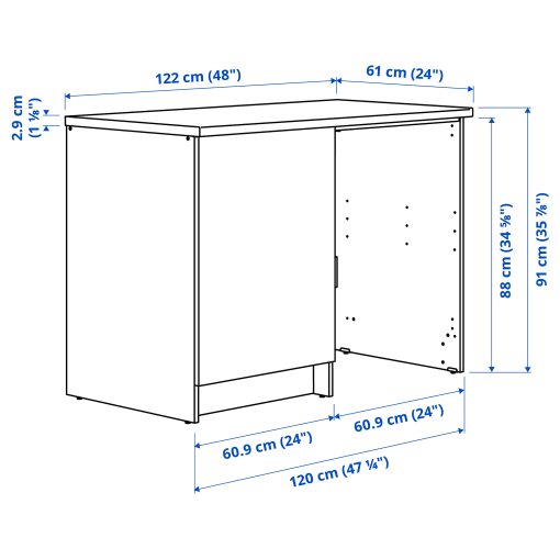 KNOXHULT, base cabinet with door and niche, 120x61x91 cm, 406.042.44