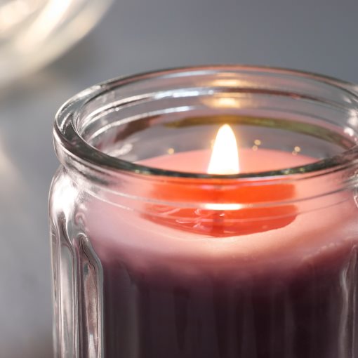 HÖKGÖK, scented candle in glass/red berries , 12 hr, 406.087.32