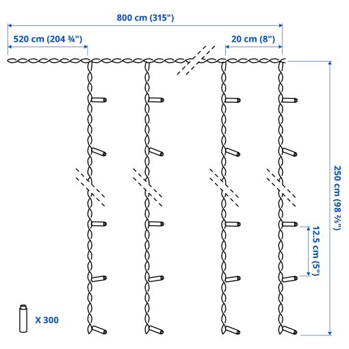 GETKÅL, lighting curtain with built in LED light source/outdoor, 8 m, 406.094.30