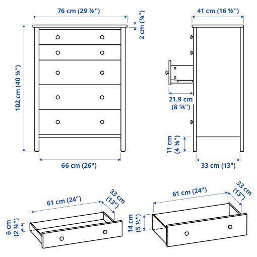 KILBERGET, chest of 5 drawers, 76x102 cm, 406.099.15
