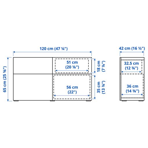 BESTÅ, σύνθεση αποθήκευσης με πόρτες/συρτάρια ανοίγματος με πίεση, 120x42x65 cm, 494.126.36