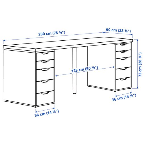 LAGKAPTEN/ALEX, desk, 200x60 cm, 494.176.53