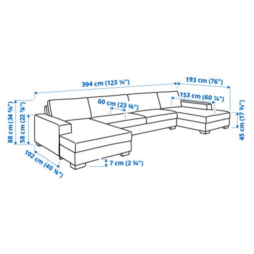 SÖRVALLEN, 5-seat sofa with chaise longues, 494.194.16