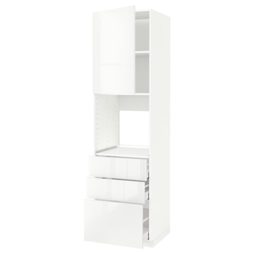METOD, high cabinet for oven with door/3 drawers, 60x60x220 cm, 494.542.35