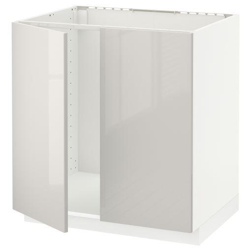 METOD, base cabinet for sink/2 doors, 80x60 cm, 494.599.35