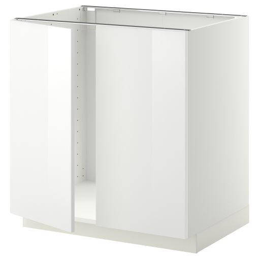 METOD, base cabinet for sink/2 doors, 80x60 cm, 494.618.77