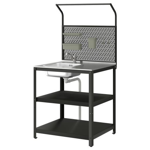 GRILLSKÄR, μονάδα νεροχύτη με πίσω επιφάνεια/εξωτερικού χώρου, 86x61x176 cm, 494.952.45