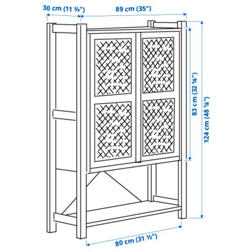 IVAR, cabinet with doors, 89x30x124 cm, 495.081.58