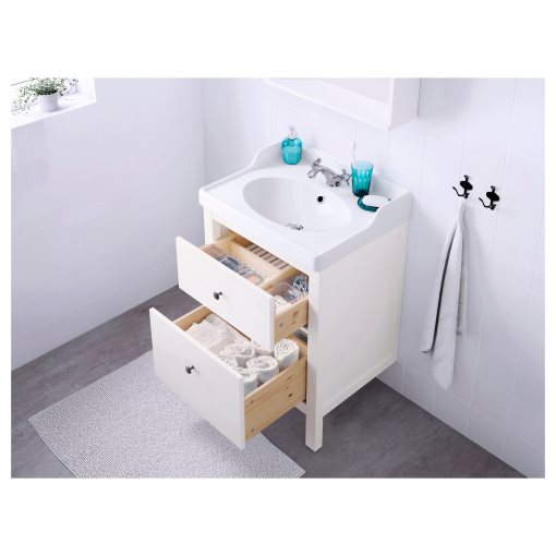 HEMNES/RUTSJON, βάση νιπτήρα με συρτάρια/νιπτήρα/μπαταρία, 62x49x95 cm, 495.468.34