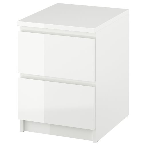 MALM, συρταριέρα με 2 συρτάρια/γυαλιστερό, 40x55 cm, 503.365.52