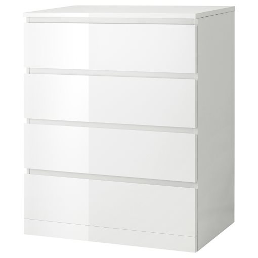MALM, chest of 4 drawers/high-gloss, 80x100 cm, 504.240.54