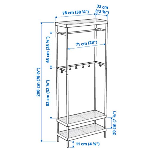 MACKAPÄR, coat rack with shoe storage unit, 78x32x200 cm, 505.309.88