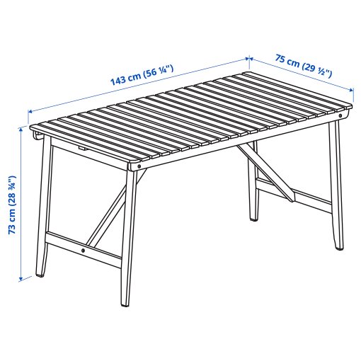 ASKHOLMEN, table/outdoor, 143x75 cm, 505.356.79