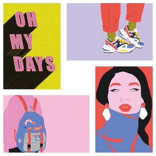 YLLEVAD, art card /oh my days, 4 pack, 505.548.42