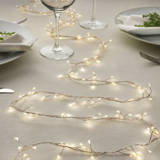 STRÅLA, γιρλάντα με ενσωματωμένο φωτισμό LED/160 λαμπτήρες/λειτουργία με μπαταρία μίνι, 505.824.54