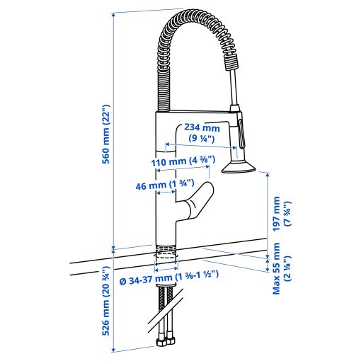 MAJSJÖN, μπαταρία κουζίνας με επεκτεινόμενο ντους, 506.019.14