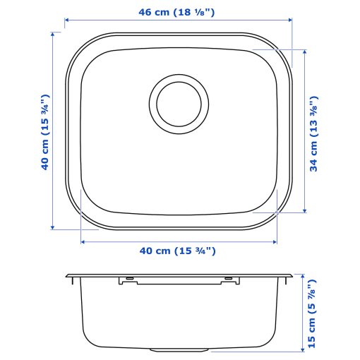 FYNDIG, inset sink 1 bowl, 46x40 cm, 591.580.03