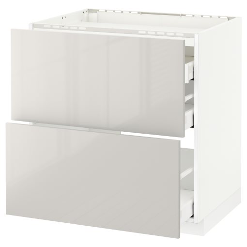 METOD/MAXIMERA, base cabinet for hob/2 fronts/3 drawers, 591.685.73