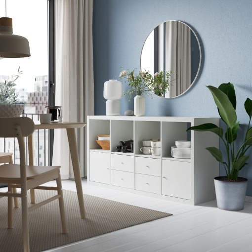 KALLAX, shelving unit with 4 inserts, 147x77 cm, 592.783.07