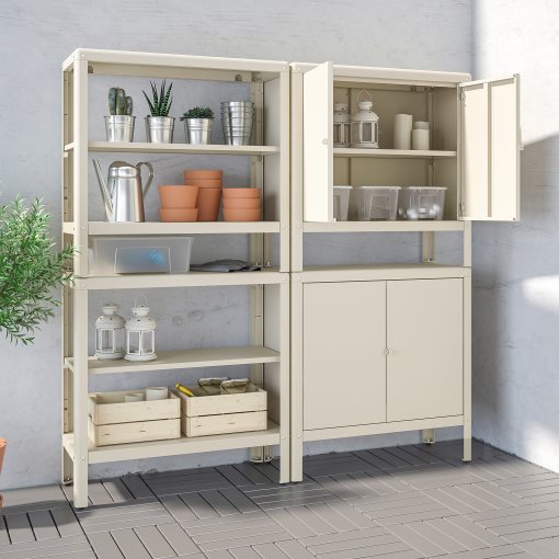 KOLBJÖRN, shelving unit with 2 cabinets, 161x37x161 cm, 592.916.34