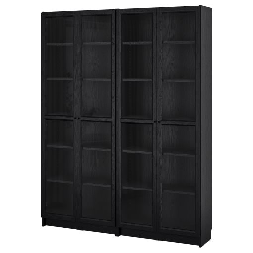 BILLY/OXBERG, bookcase combination with glass doors, 160x202 cm, 594.835.29