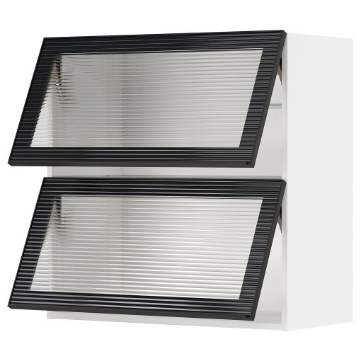 METOD, wall cabinet horizontal/2 glass doors with push-open, 80x80 cm, 594.906.95