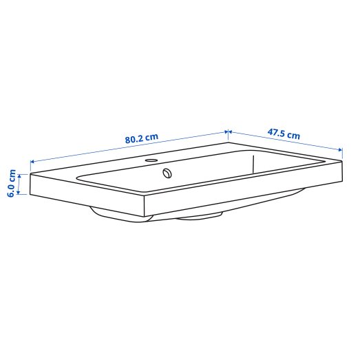 BACKSJON, wash-basin with water trap, 80x48 cm, 595.167.61