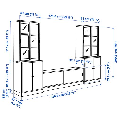 TONSTAD, TV storage combination, 339x47x201 cm, 595.717.62