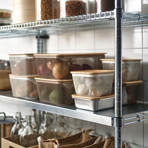 IKEA 365+, rectangular metal food storage basket with lid, 32x21x13 cm, 595.815.01