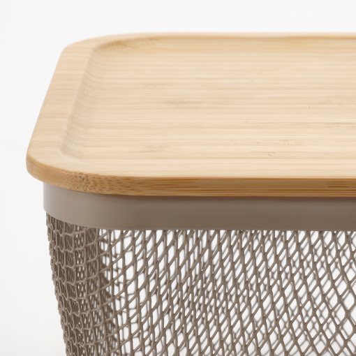 IKEA 365+, rectangular metal food storage basket with lid, 32x21x13 cm, 595.815.01