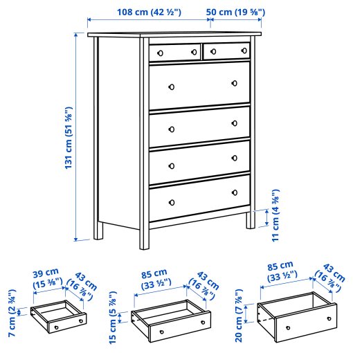 HEMNES, Συρταριέρα με 6 συρτάρια, 602.392.73