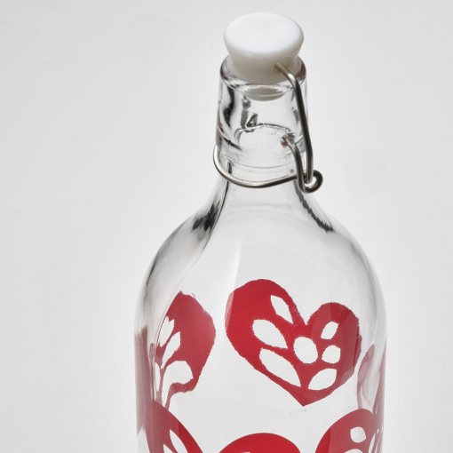 VINTERFINT, bottle with stopper/heart pattern, 1 l, 605.295.26