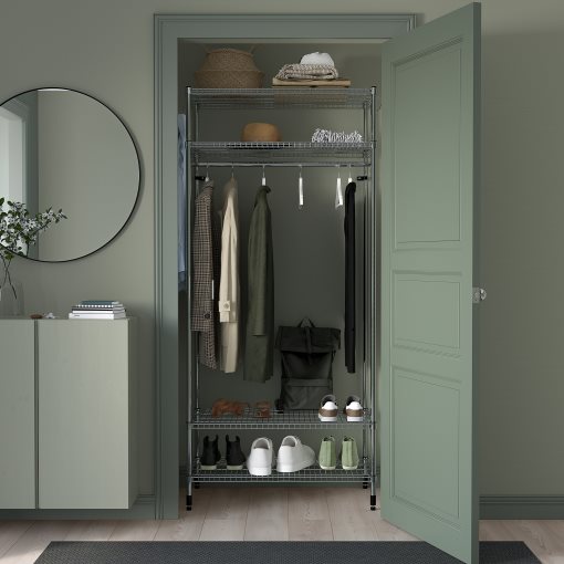 OMAR, shelving unit with clothes rail, 92x50x201 cm, 605.309.78