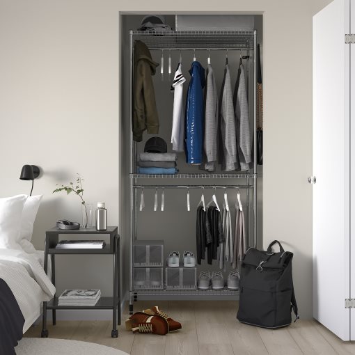 OMAR, shelving unit with clothes rail, 92x50x201 cm, 605.309.78