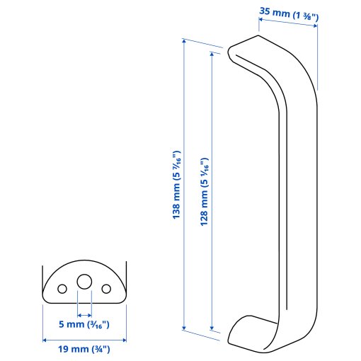 KALERUM, handle set of 2, 138 mm, 605.536.44