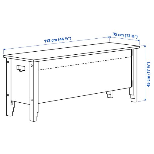 OMMJÄNGE, bench with storage, 113x45x35 cm, 605.946.49