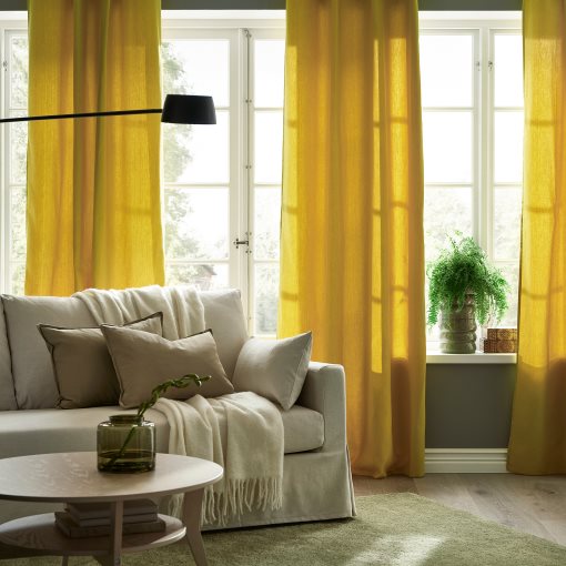 GINSTMOTT, curtains with heading tape/1 pair, 145x300 cm, 605.971.86