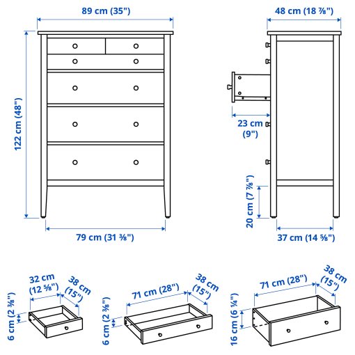 GULLABERG, chest of 6 drawers, 89x48x122 cm, 606.098.96
