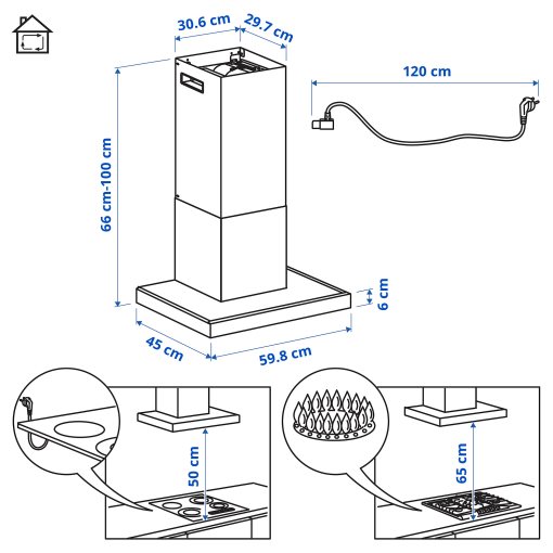 RULLBO, απορροφητήρας τοίχου/IKEA 300, 60 cm, 606.176.22